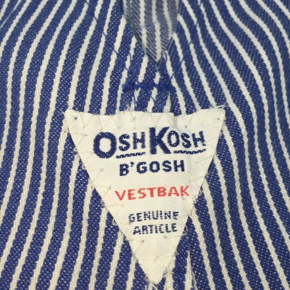 Vintage 1990's OshKosh B'Gosh Boys Striped Engineer Shortalls Overalls S… - Picture 4 of 13